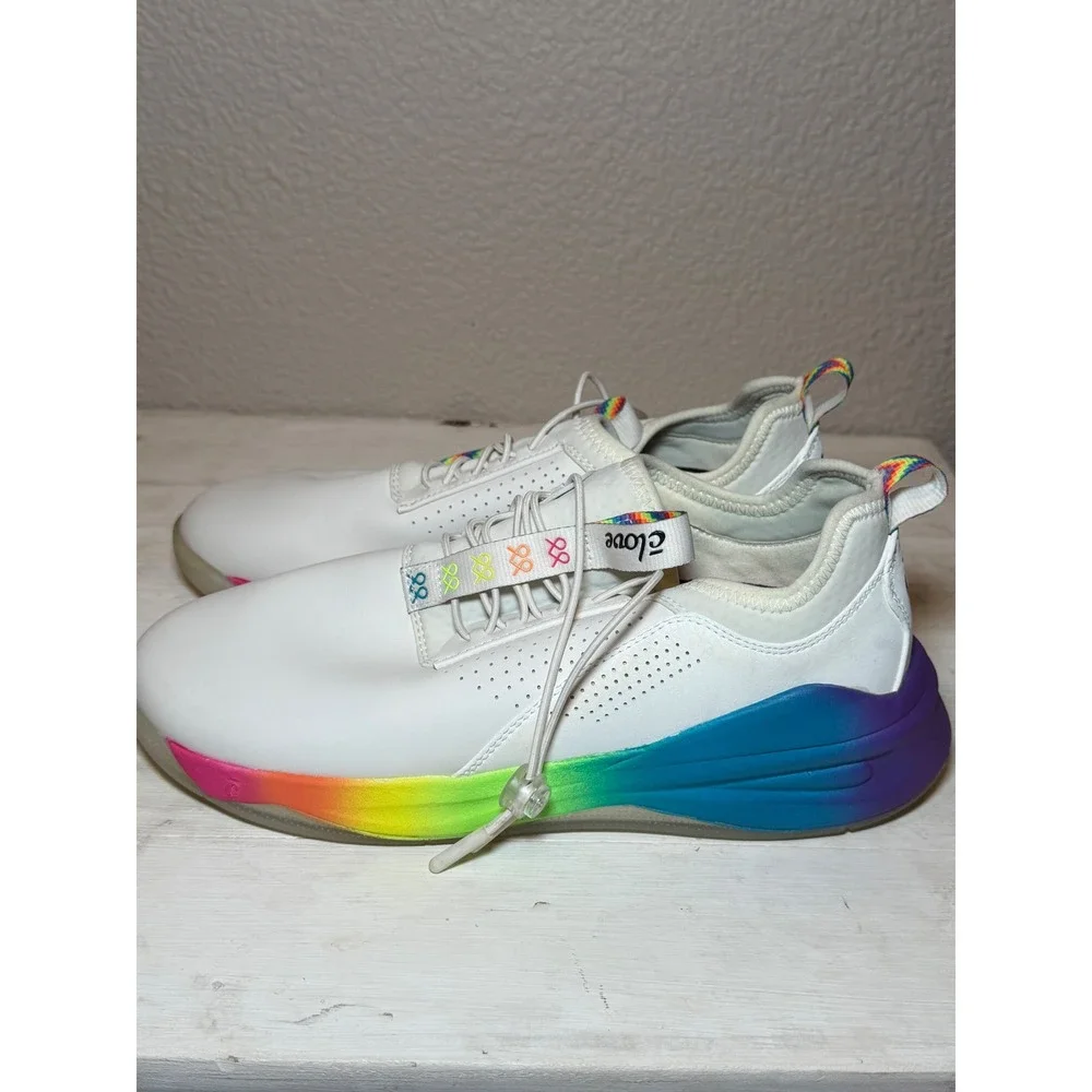 Clove Pride Solo Sneakers White Rainbow Womens 8.5 Mens 7 Nursing Medical Shoes